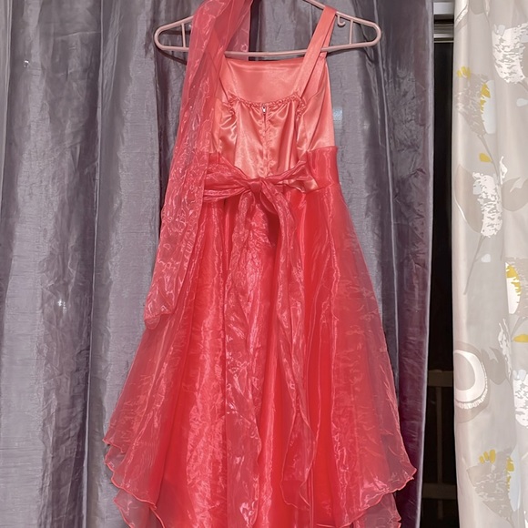 FORMAL PINK DRESS WITH SCARF - Picture 2 of 2